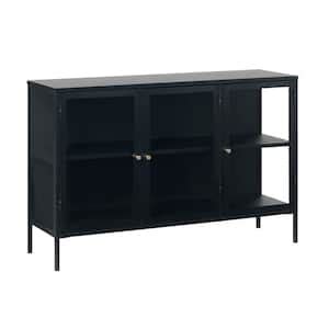 maile steel 4-section sideboard glass-door cabinet|Modern Steel Dover 4.